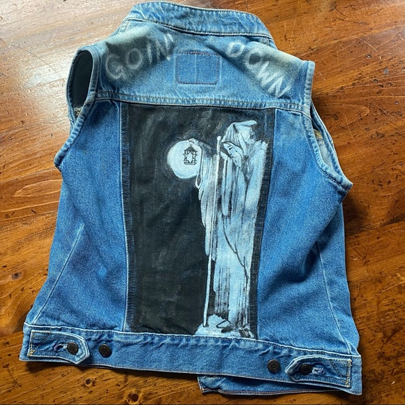 Vintage Levi’s - Led Zeppelin IV The Hermit Tarot Hand Painted Denim Vest - Picture 10 of 10